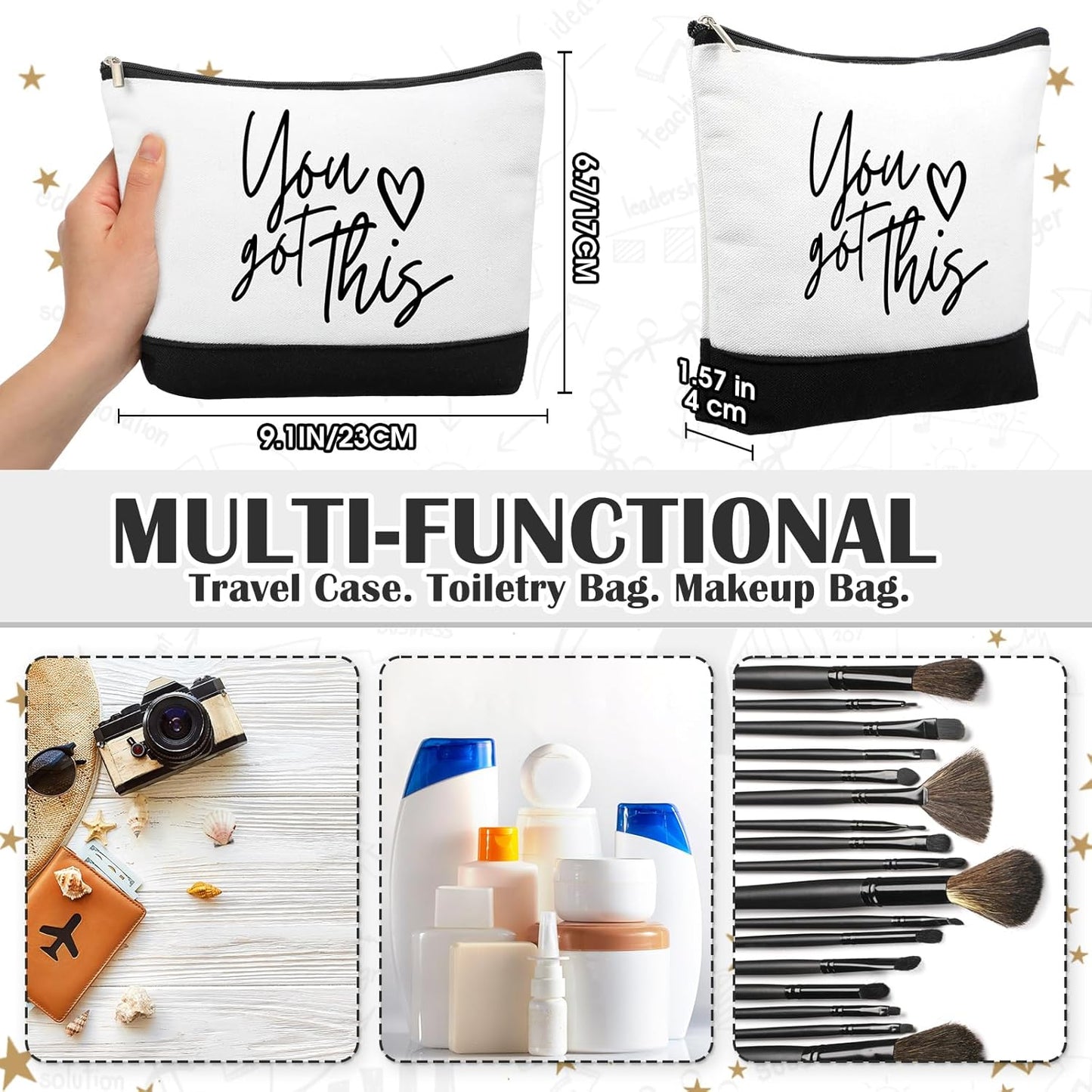 Canvas Zipper Bag- Inspirational Quote