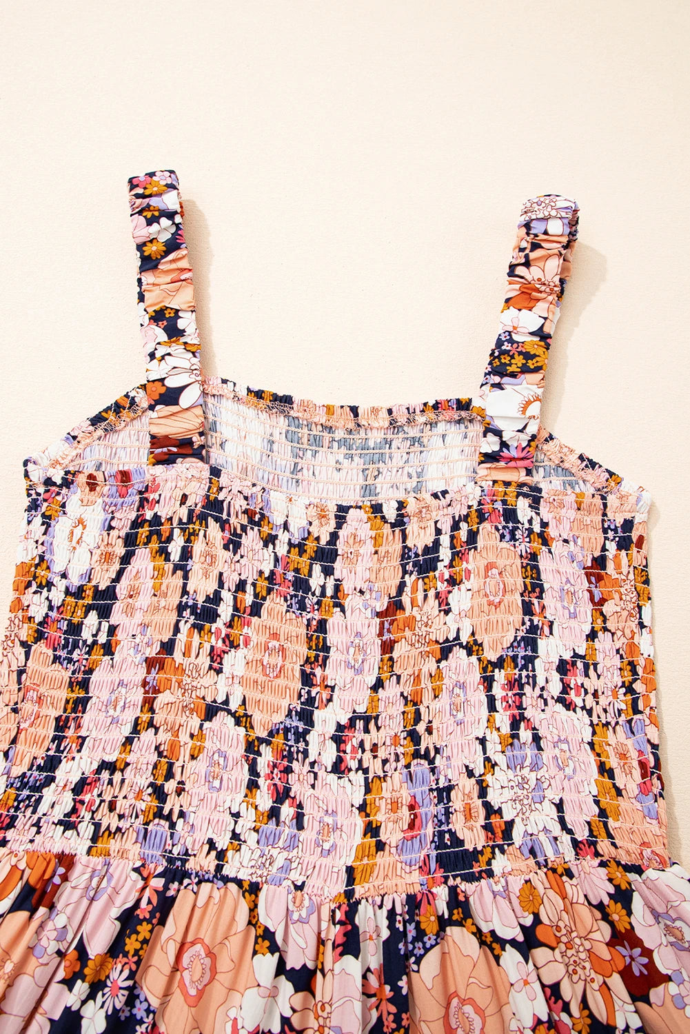 Floral Smocked Square Neck Jumpsuit