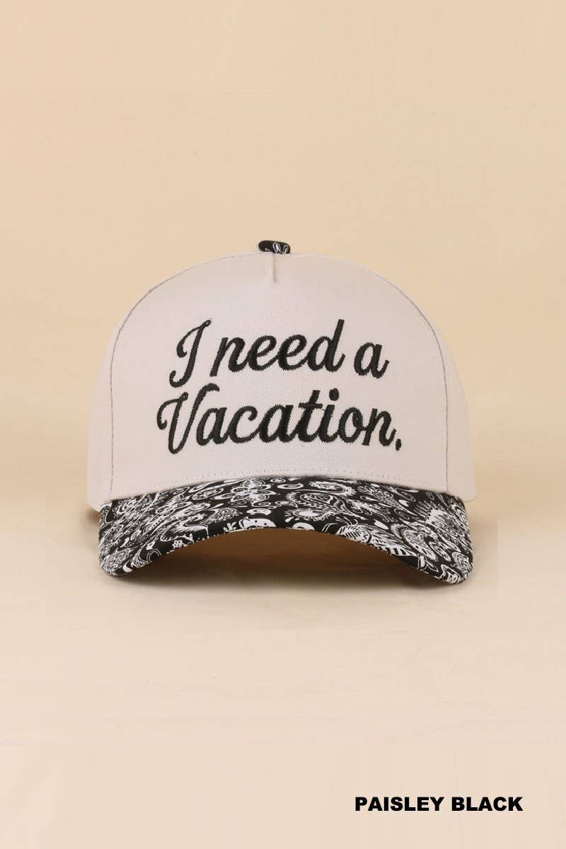 I Need A Vacation Two Tone Snapback Hat