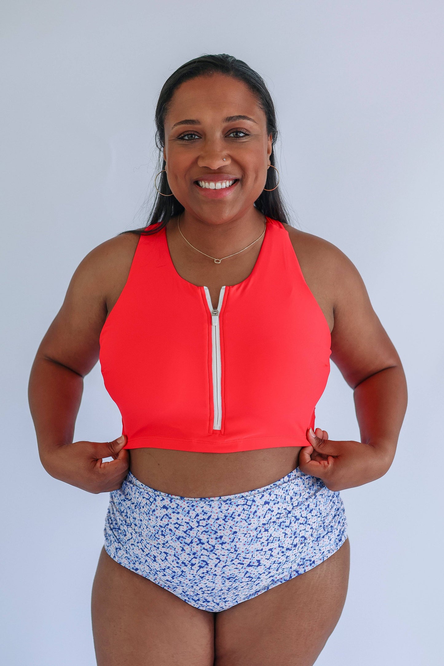 Crop Zip Up Breastfeeding Swimsuit Top 2026