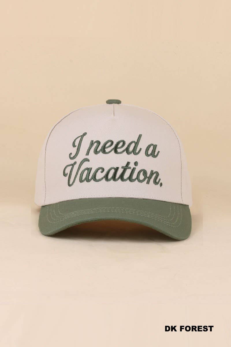 I Need A Vacation Two Tone Snapback Hat