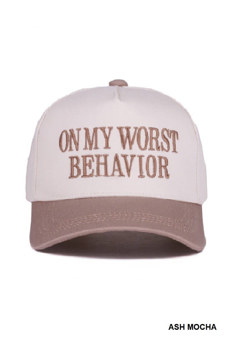 On My Worst Behavior Two Tone Canvas Cotton Cap