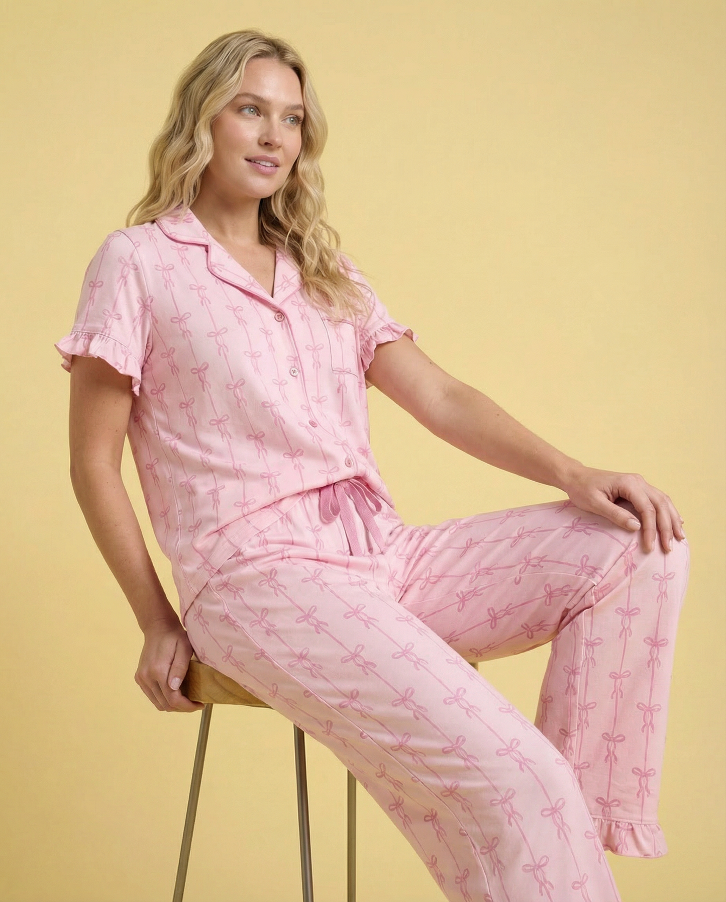 3-Piece Pack - Romantic Bow Frilly PJ Set - Bonus Shorts