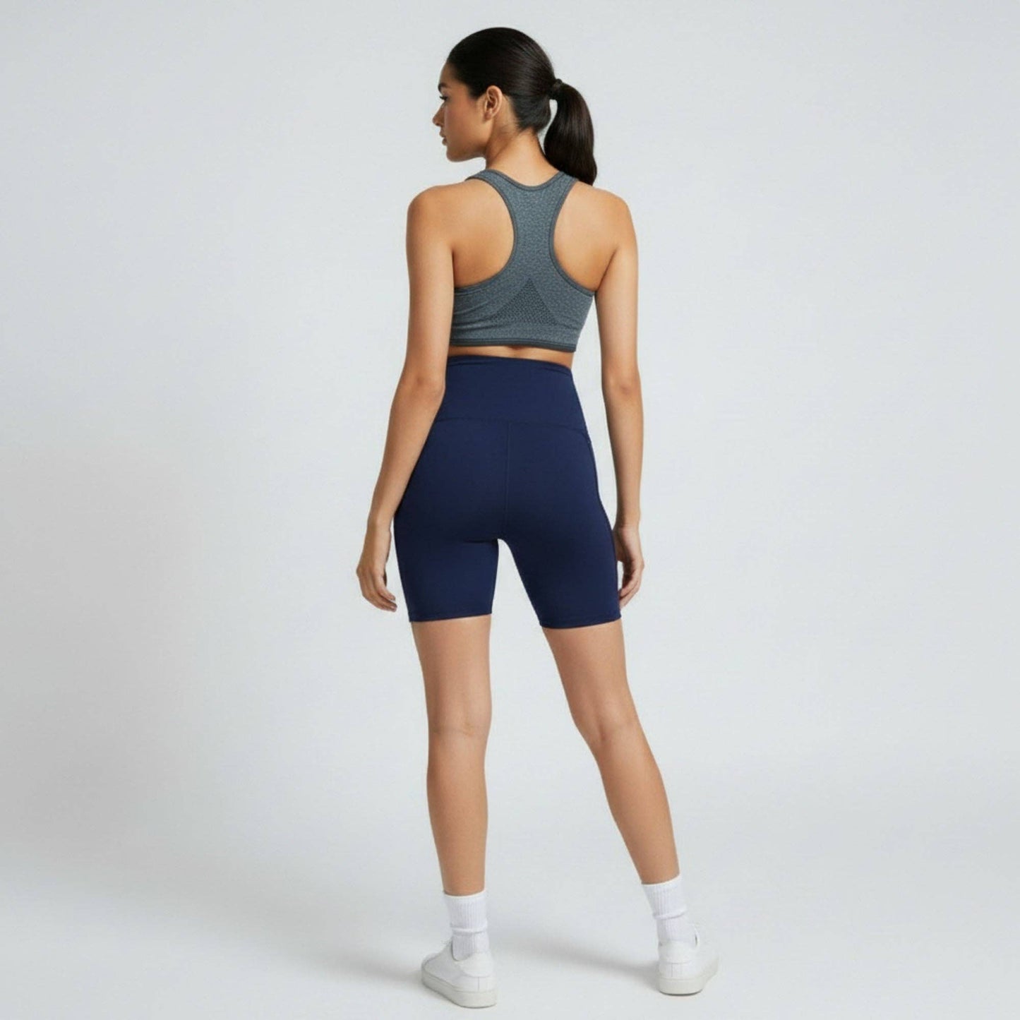 High Waist Maternity Bike Shorts with Over Belly Panel Stretch Activewear Workout Shorts