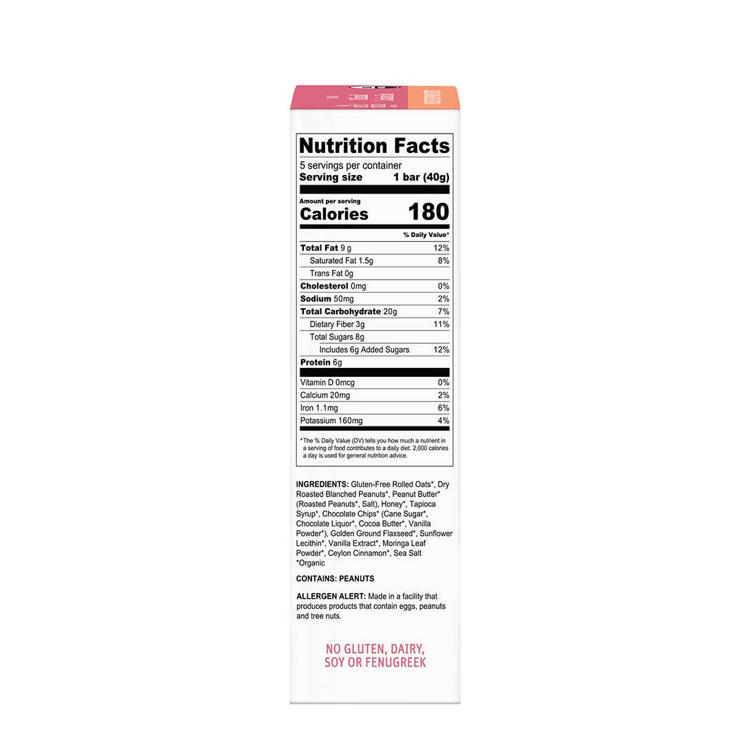 Organic Milkmaid® Lactation Bars Chocolate Chip Peanut Butter