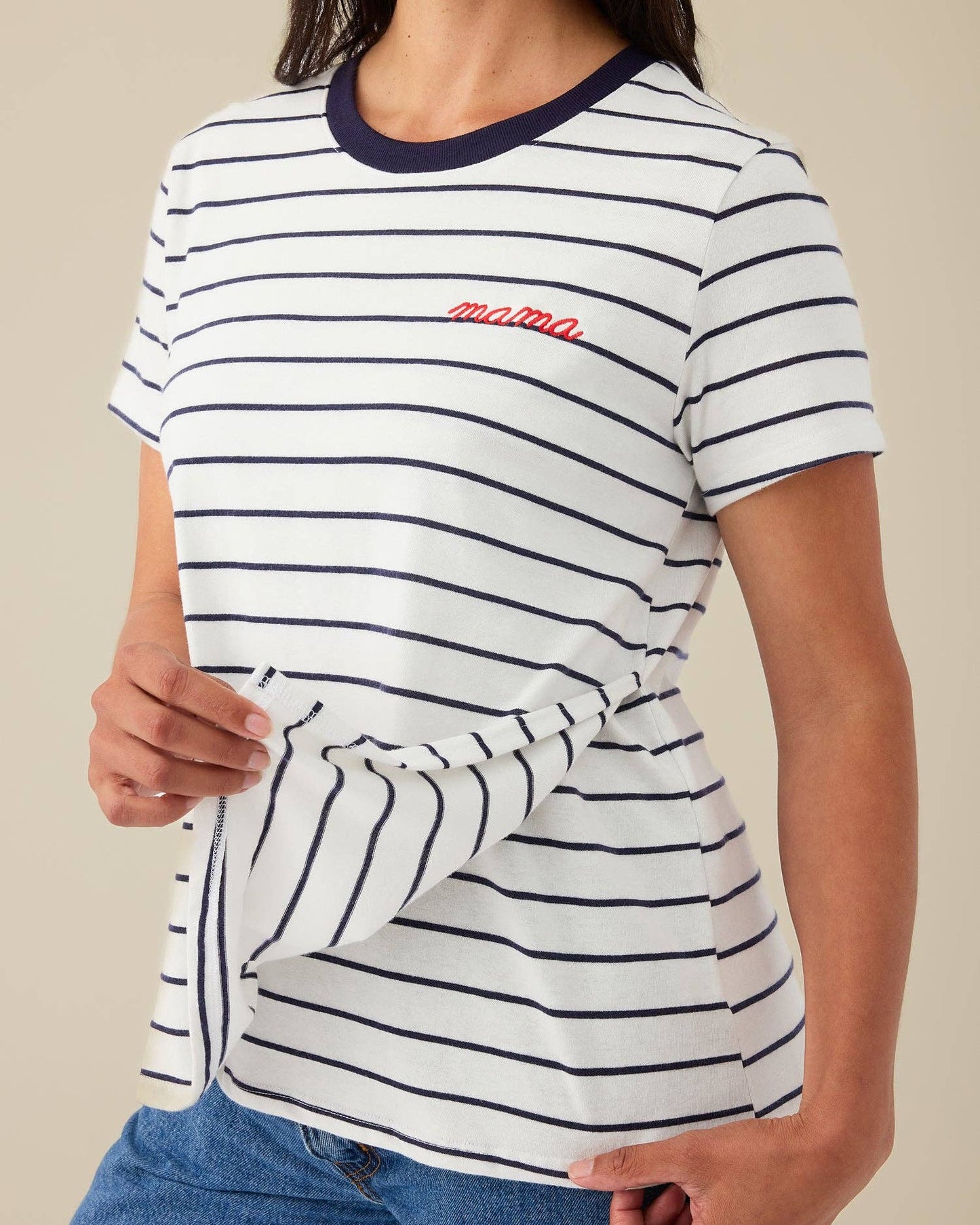 Emboridered Classic Cotton Nursing T-shirt