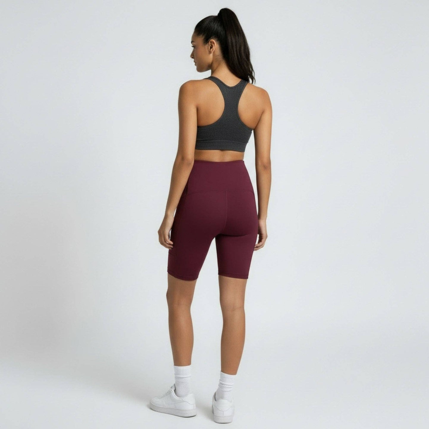High Waist Maternity Bike Shorts with Over Belly Panel Stretch Activewear Workout Shorts