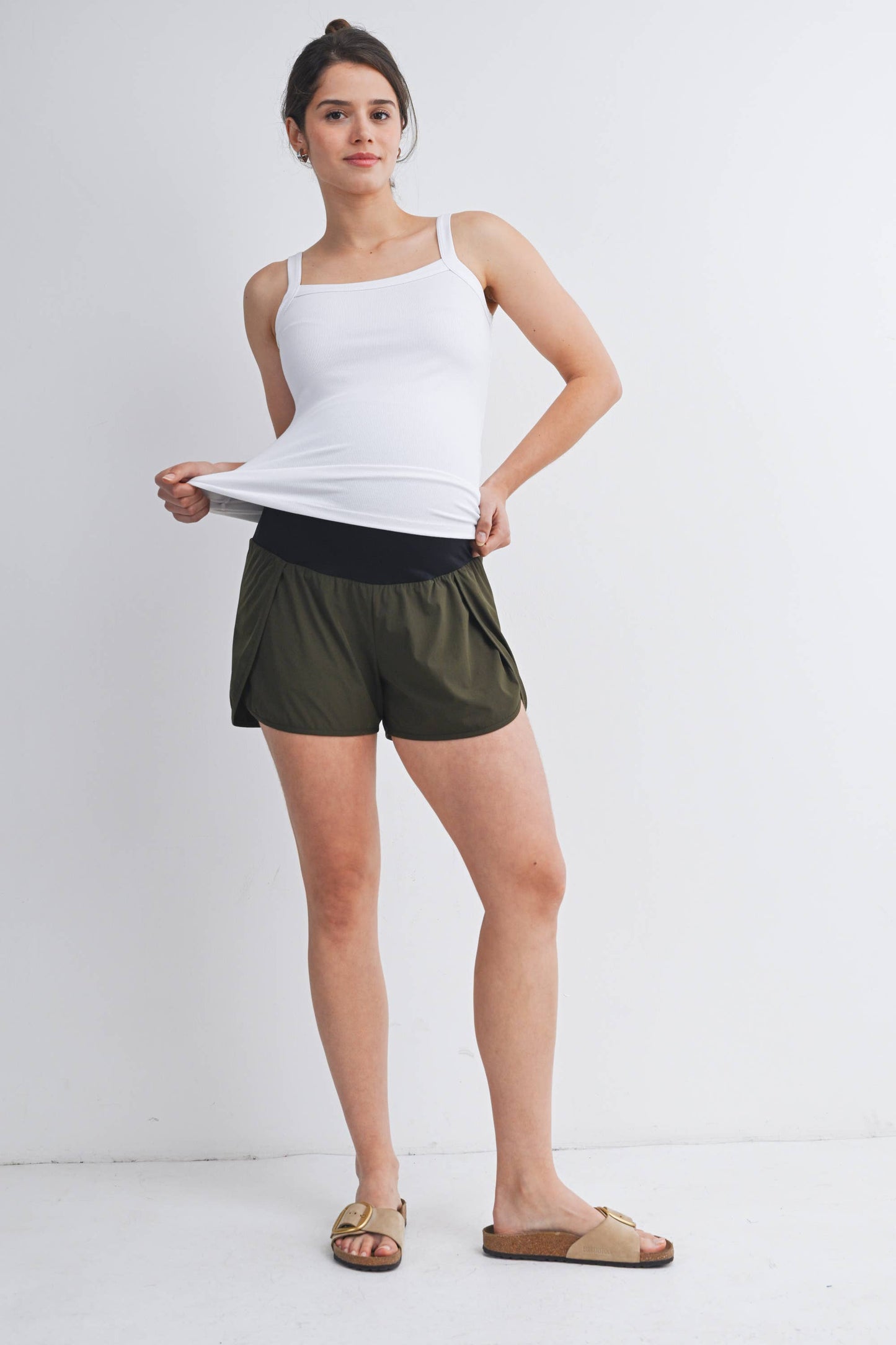 Active Maternity Workout Shorts with Over-Bump Belly Band