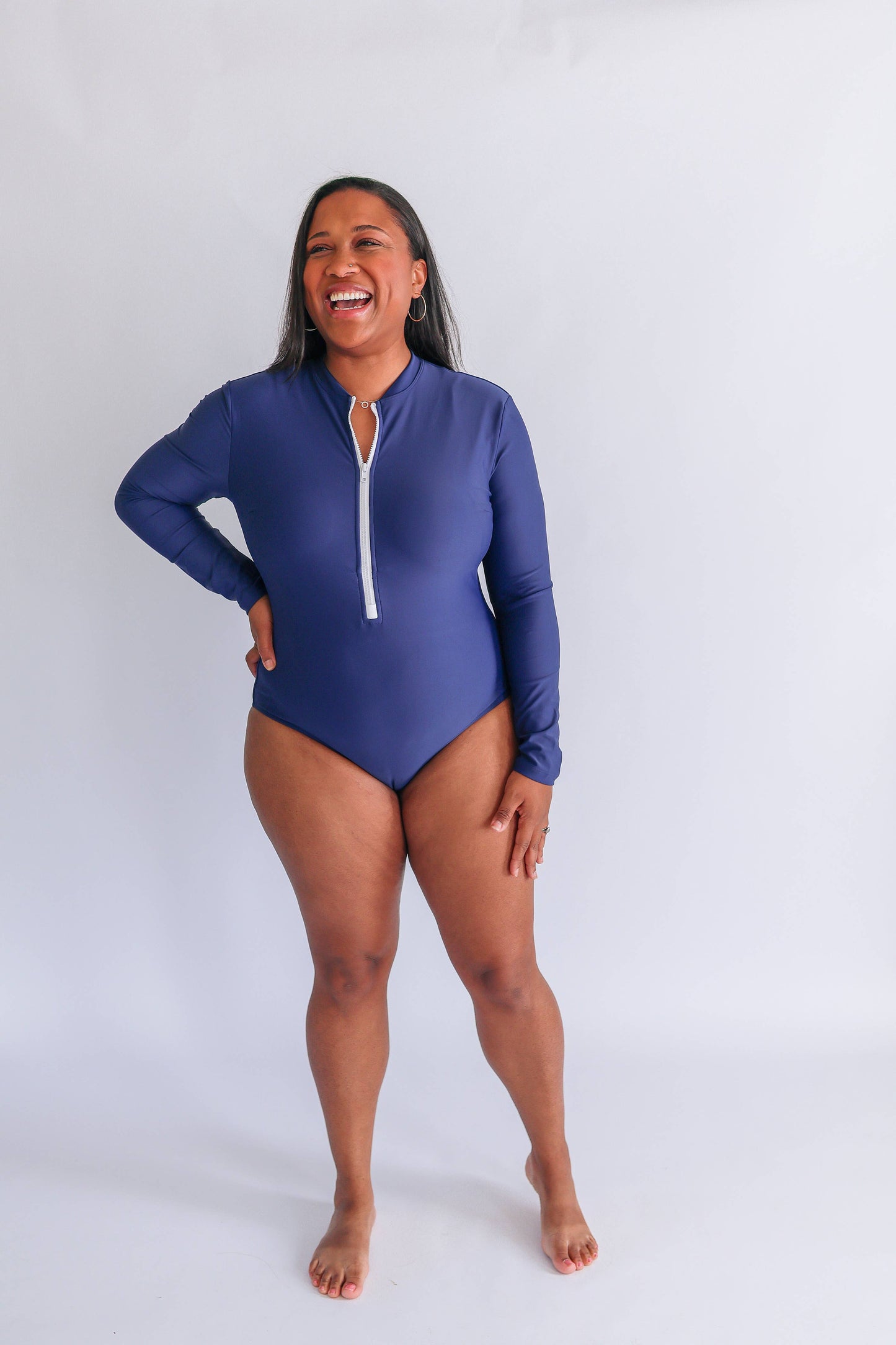Long Sleeve One Piece Zip Up Breastfeeding Swimsuit 2026