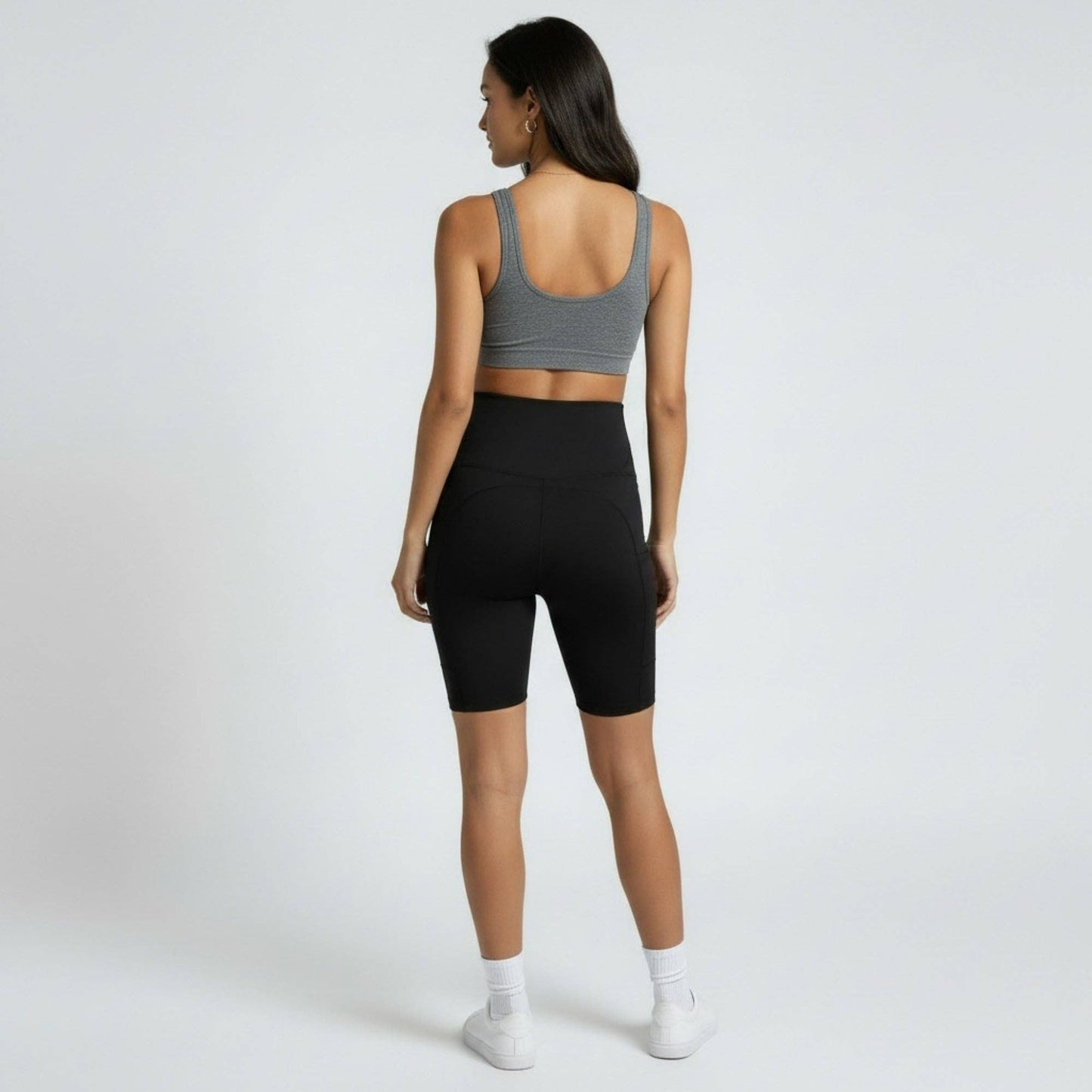 High Waist Maternity Bike Shorts with Over Belly Panel Stretch Activewear Workout Shorts