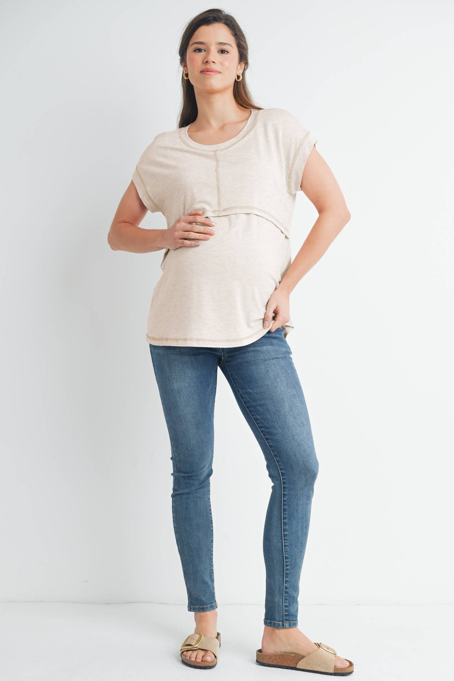 Double Layer Short Sleeve Maternity Nursing Top