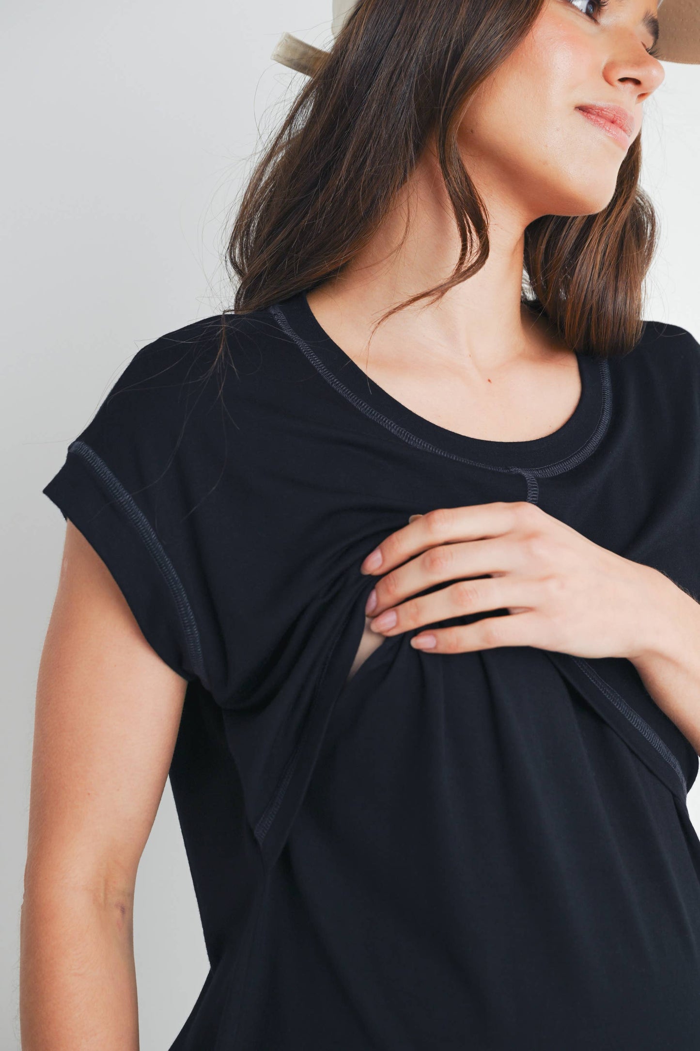 Double Layer Short Sleeve Maternity Nursing Top