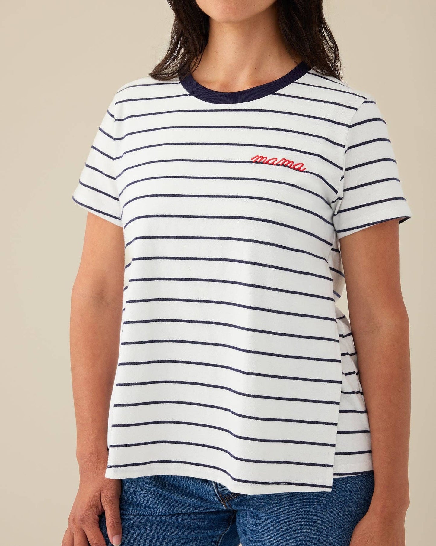 Emboridered Classic Cotton Nursing T-shirt