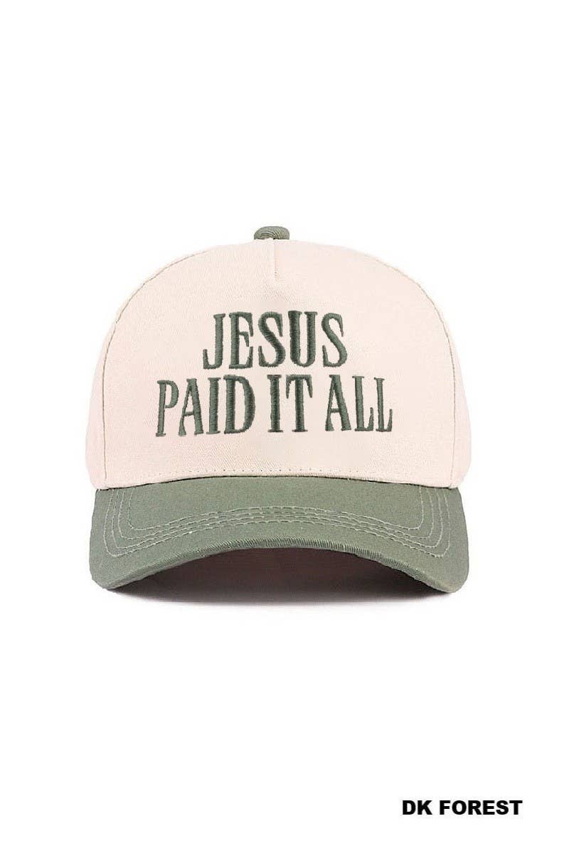 Jesus Paid It All Two Tone Cotton Hat