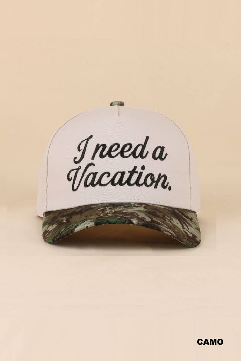 I Need A Vacation Two Tone Snapback Hat