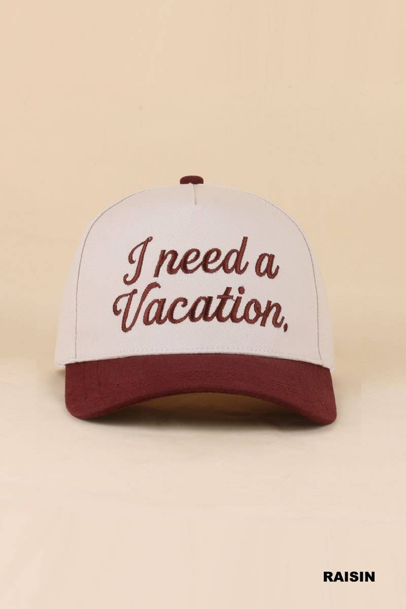 I Need A Vacation Two Tone Snapback Hat