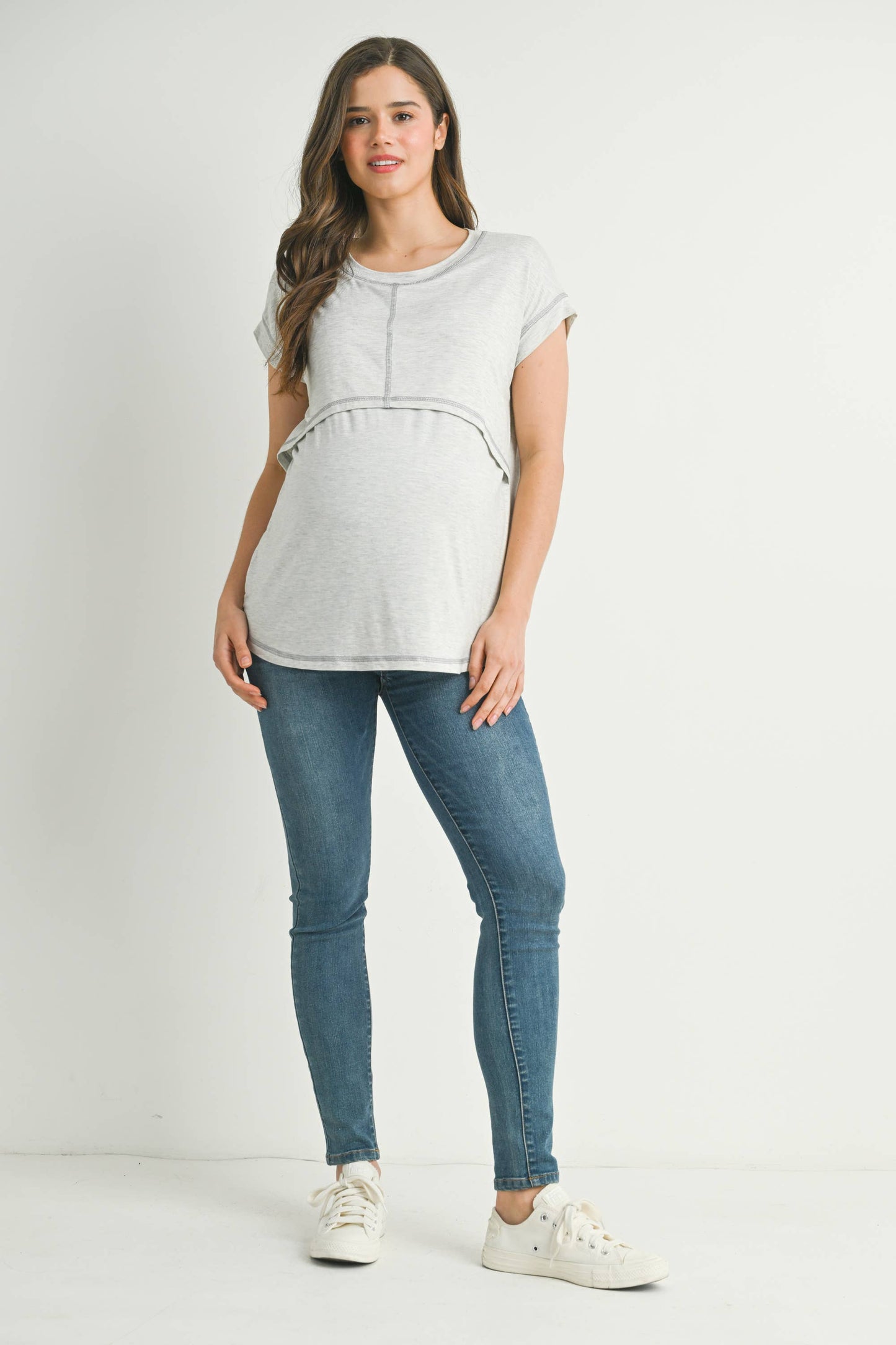 Double Layer Short Sleeve Maternity Nursing Top