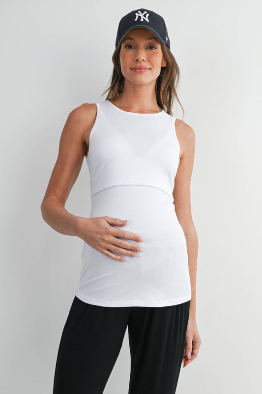 Sleeveless Maternity Nursing Double-Layer Tank Top
