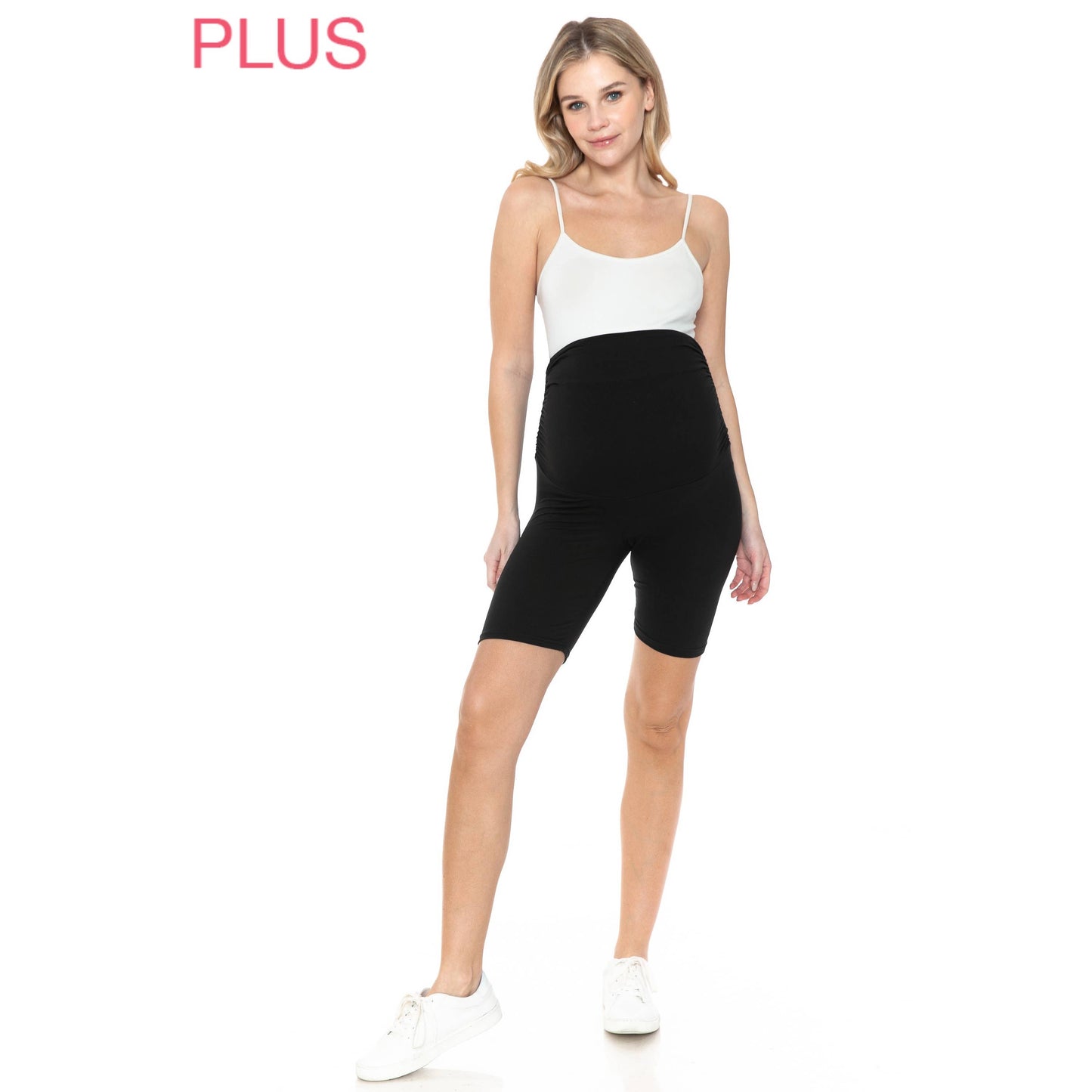 Plus Size Buttery Soft Print Maternity Shorts