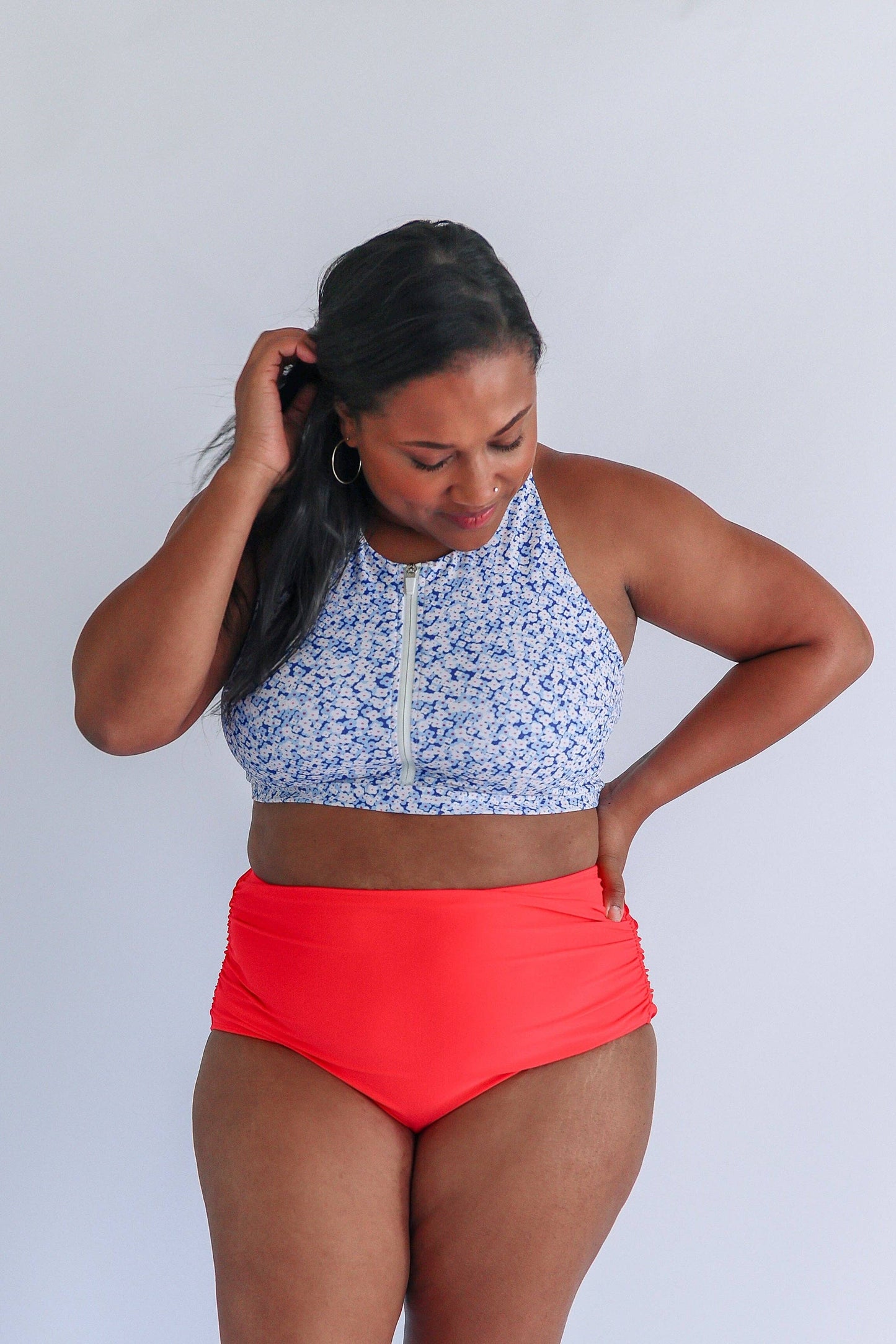 Crop Zip Up Breastfeeding Swimsuit Top 2026