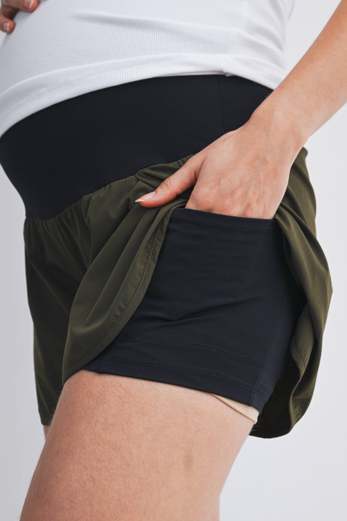 Active Maternity Workout Shorts with Over-Bump Belly Band