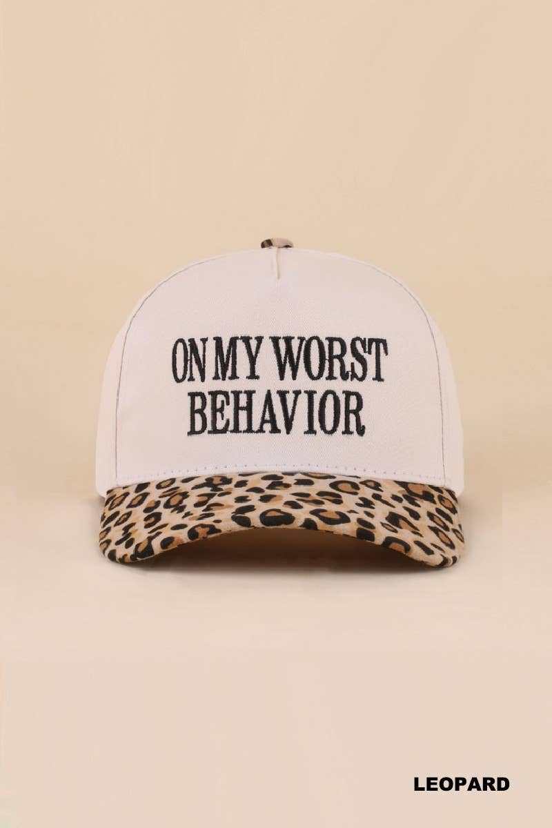 On My Worst Behavior Two Tone Canvas Cotton Cap