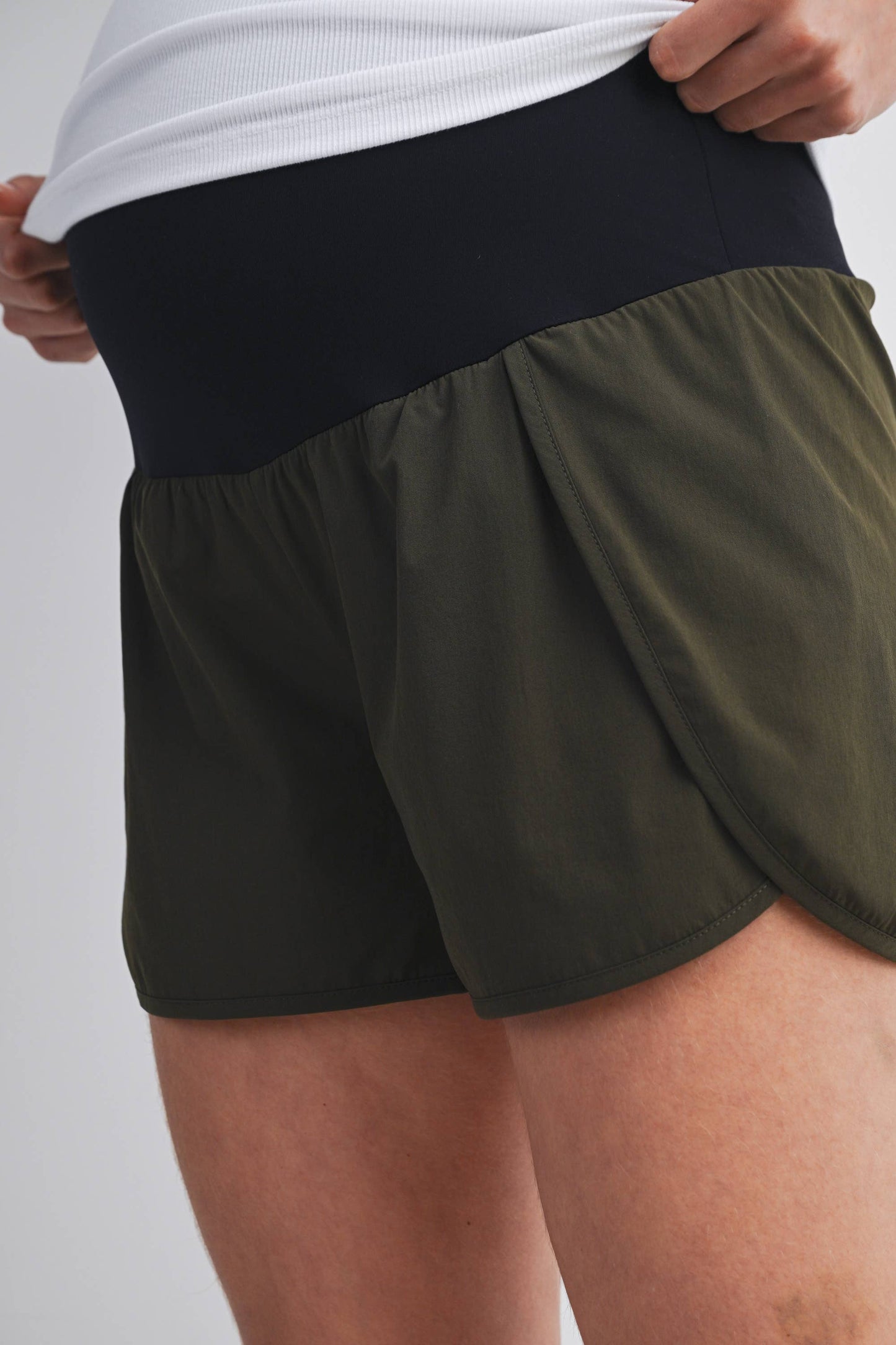 Active Maternity Workout Shorts with Over-Bump Belly Band
