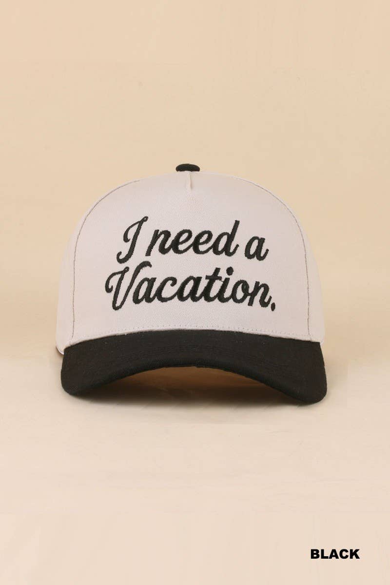 I Need A Vacation Two Tone Snapback Hat