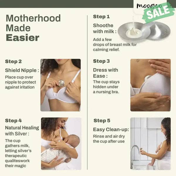 MOOGCO Silver Nursing Cups 925k Silver - Trilaminate