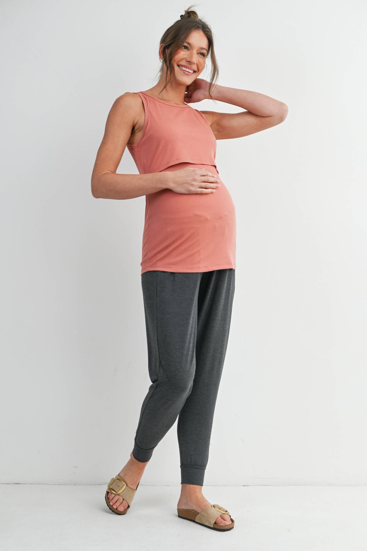 Sleeveless Maternity Nursing Double-Layer Tank Top
