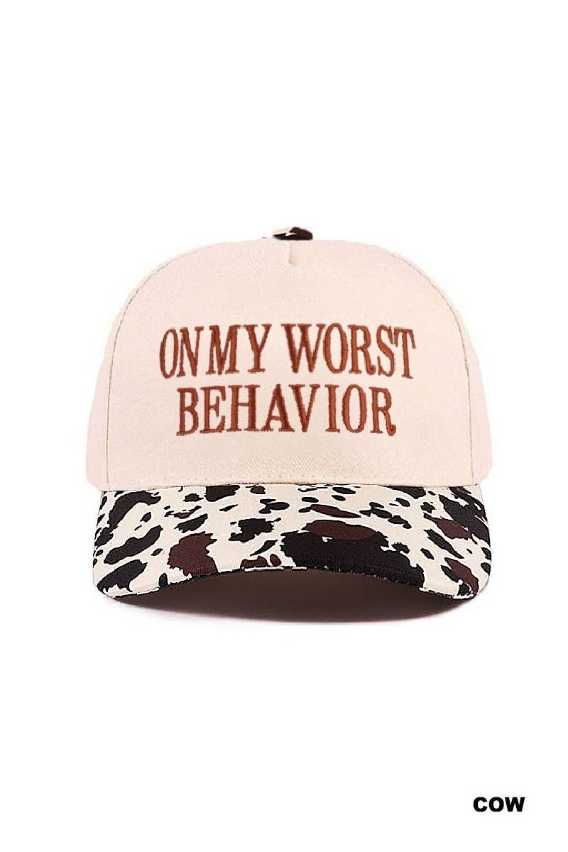 On My Worst Behavior Two Tone Canvas Cotton Cap