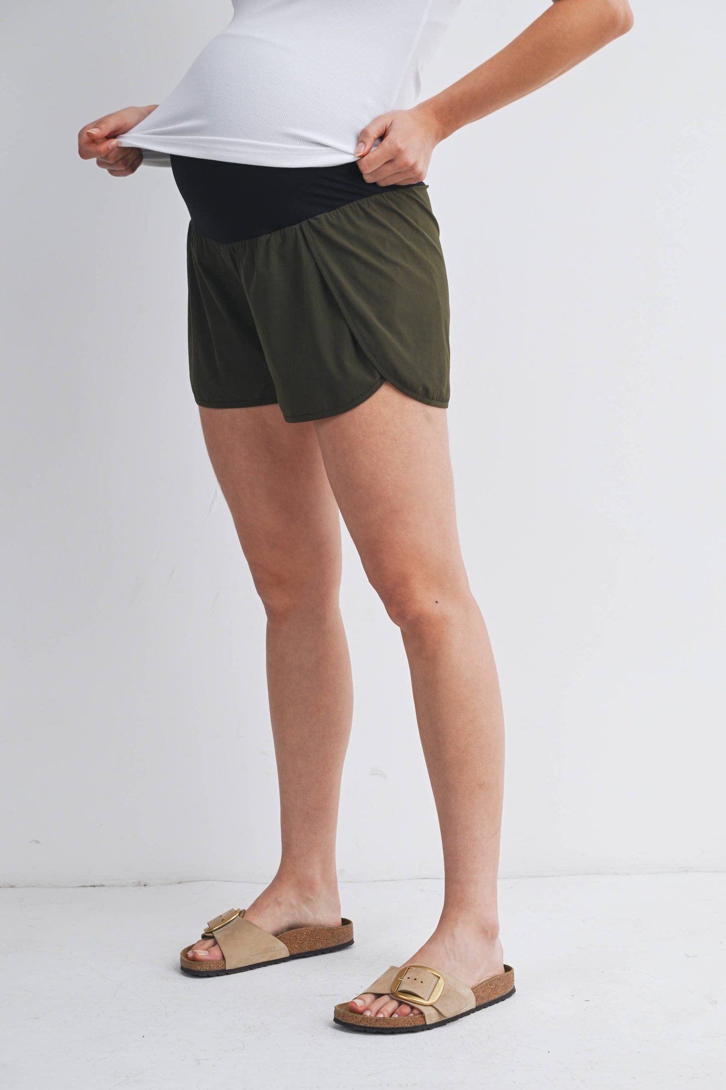 Active Maternity Workout Shorts with Over-Bump Belly Band