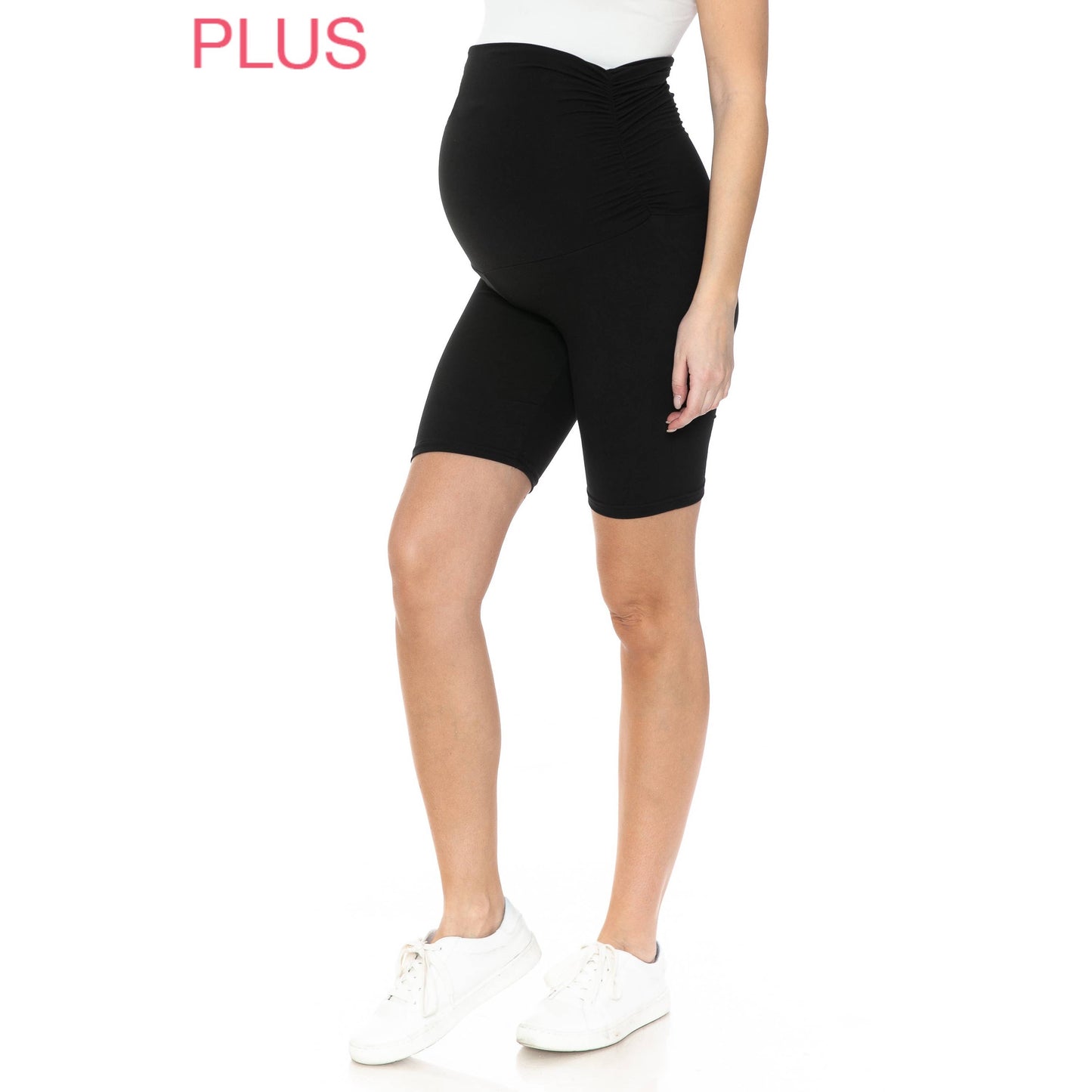 Plus Size Buttery Soft Print Maternity Shorts