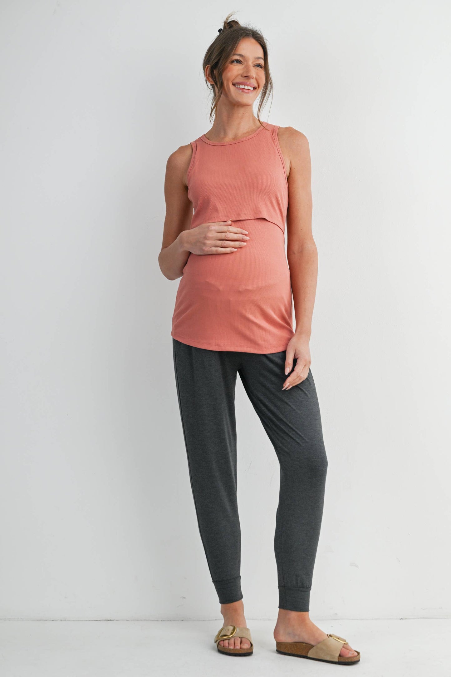 Sleeveless Maternity Nursing Double-Layer Tank Top
