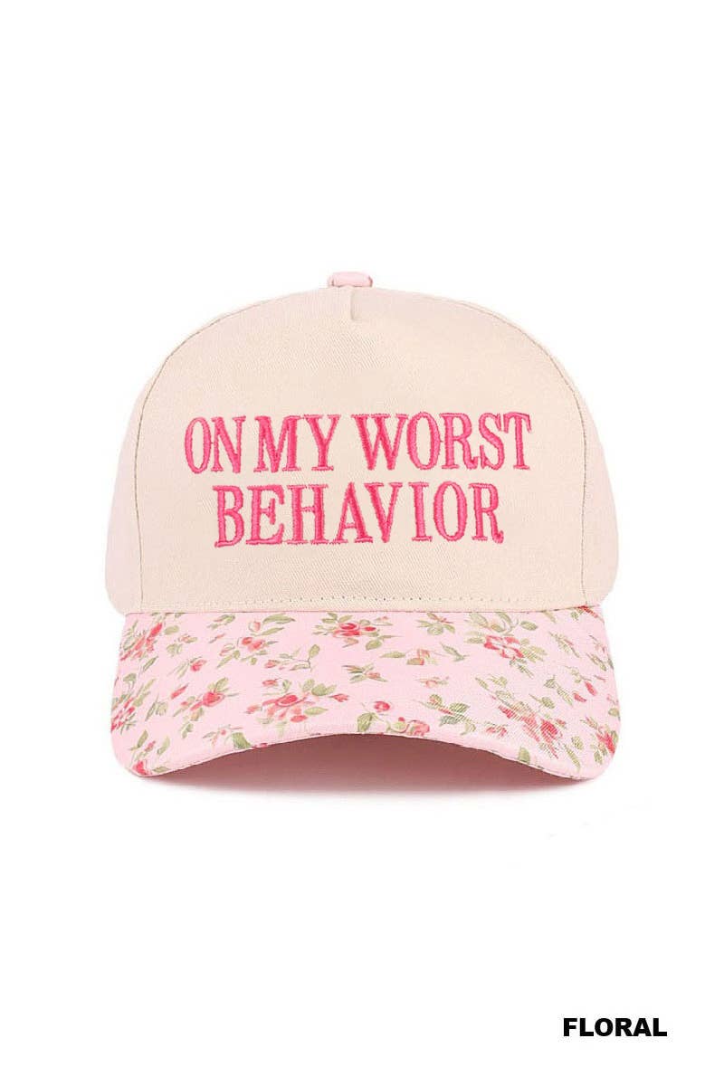 On My Worst Behavior Two Tone Canvas Cotton Cap