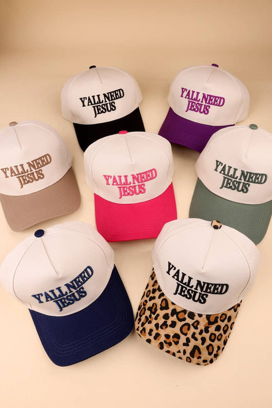 Y'all Need Jesus Two Tone Canvas Cotton Cap