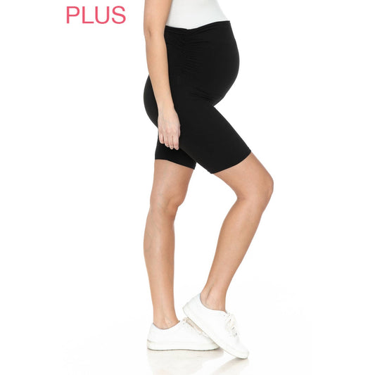 Plus Size Buttery Soft Print Maternity Shorts