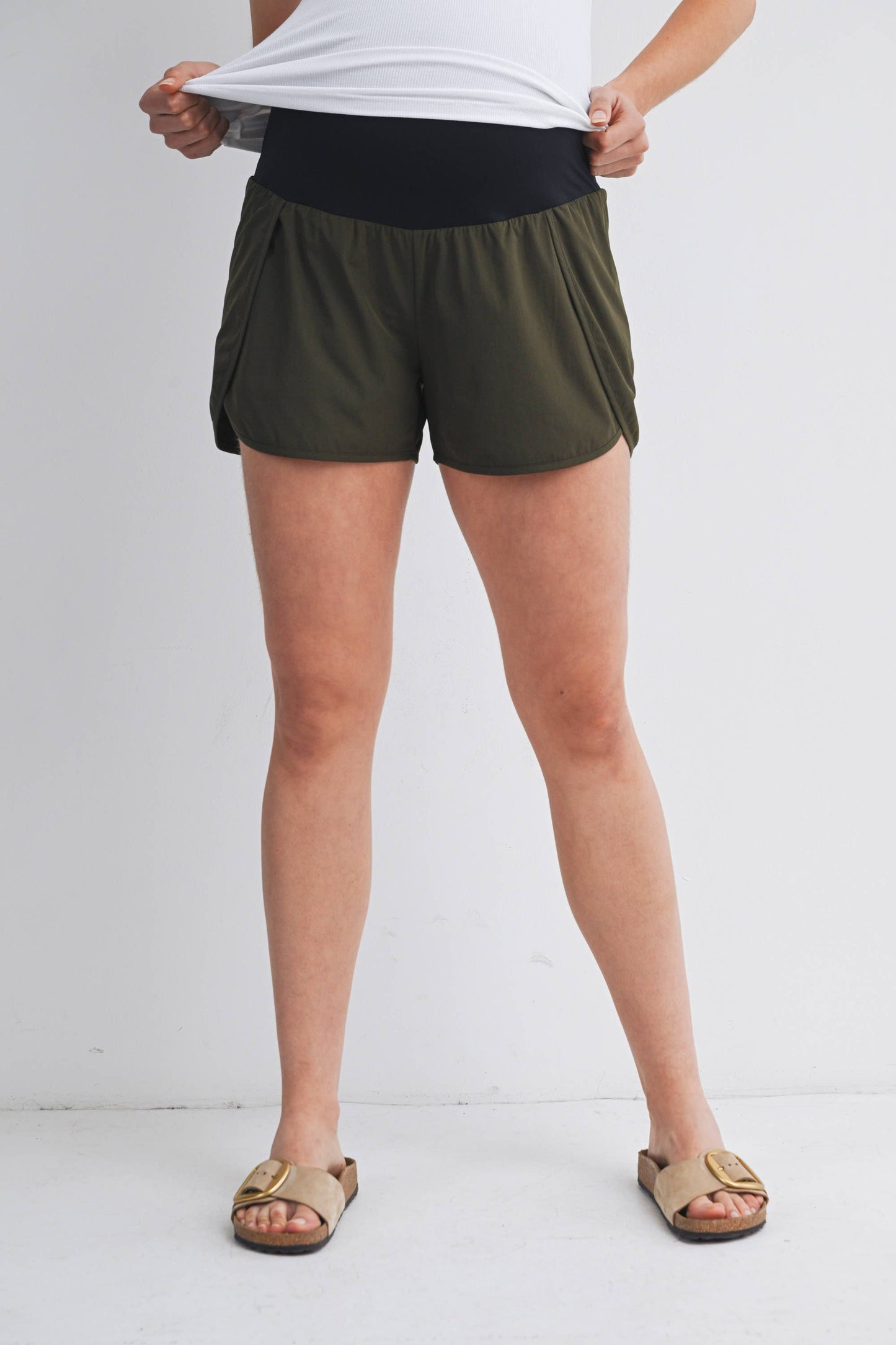 Active Maternity Workout Shorts with Over-Bump Belly Band