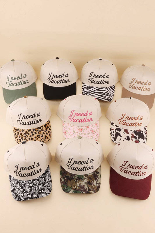 I Need A Vacation Two Tone Snapback Hat