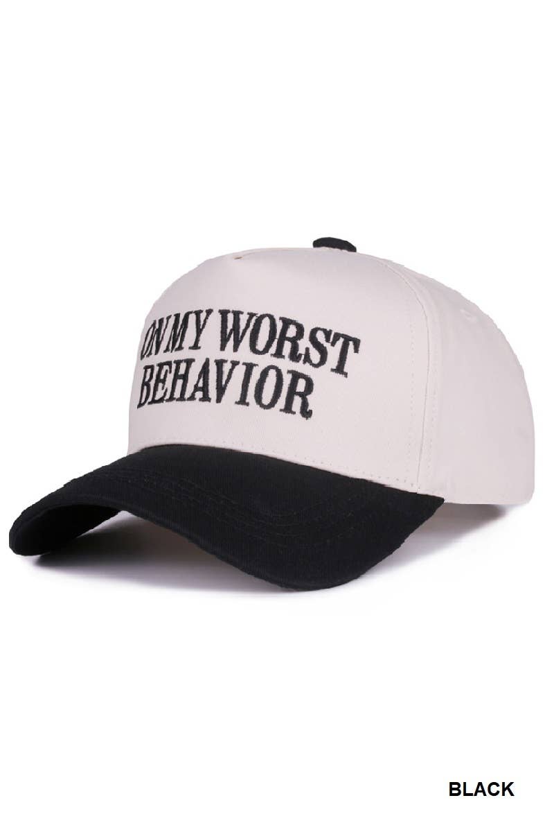 On My Worst Behavior Two Tone Canvas Cotton Cap