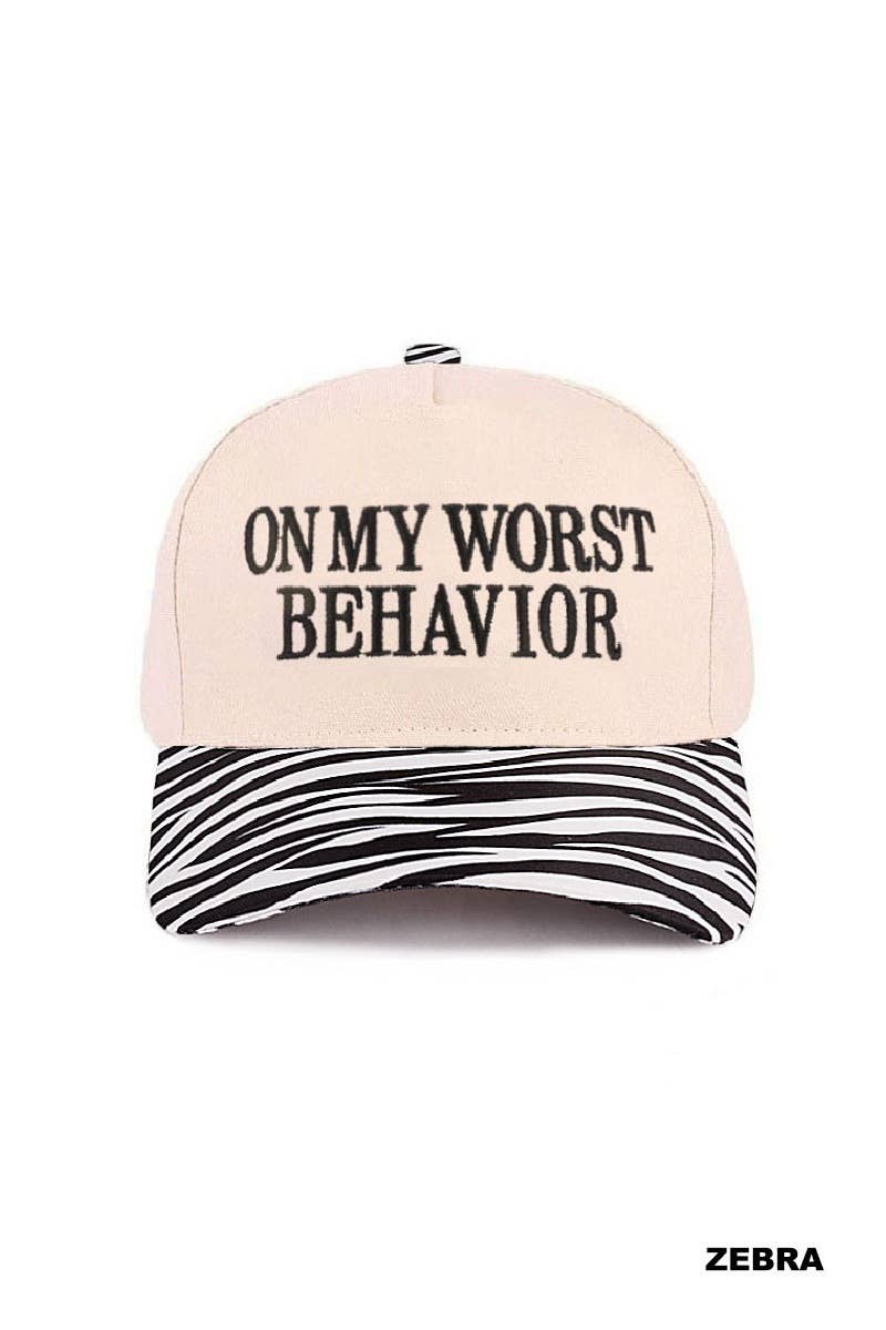 On My Worst Behavior Two Tone Canvas Cotton Cap