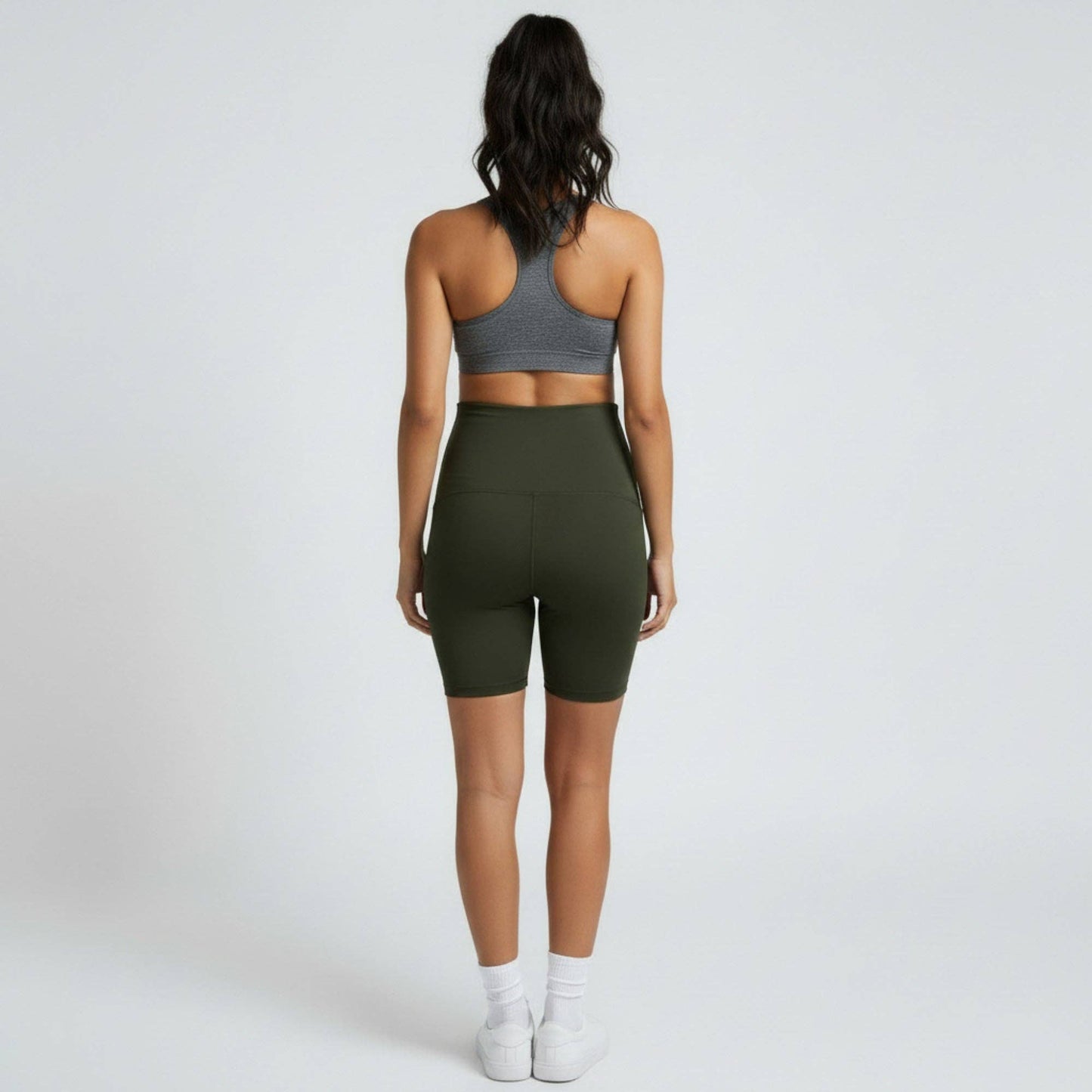 High Waist Maternity Bike Shorts with Over Belly Panel Stretch Activewear Workout Shorts