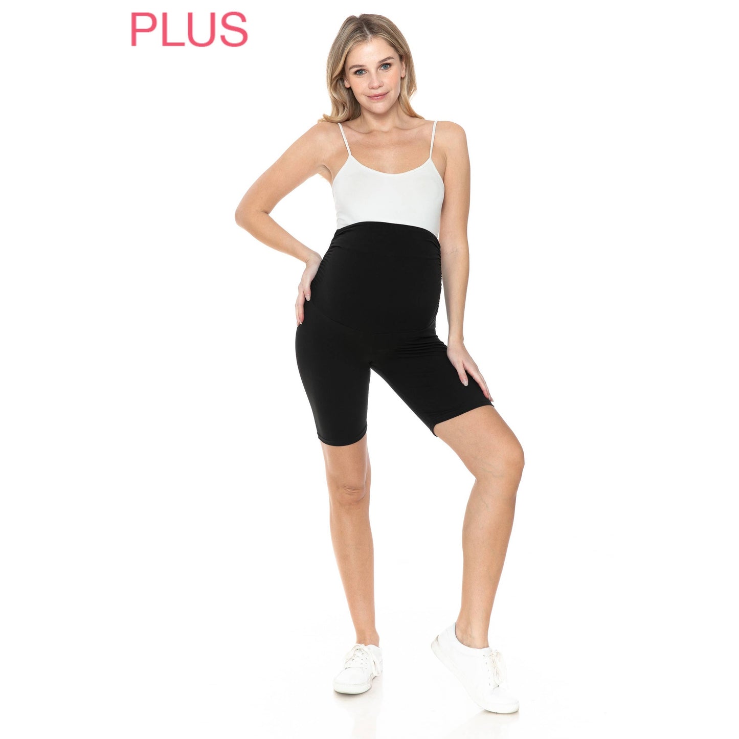 Plus Size Buttery Soft Print Maternity Shorts