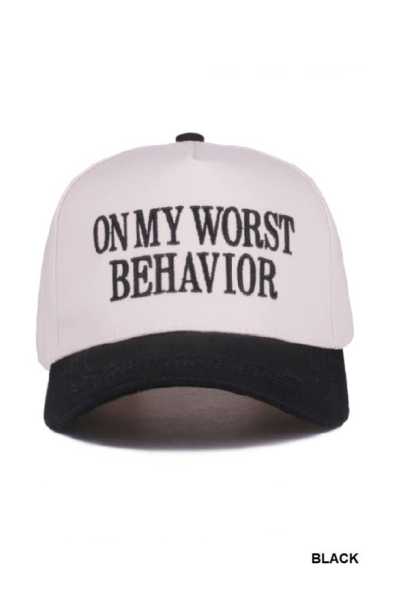 On My Worst Behavior Two Tone Canvas Cotton Cap