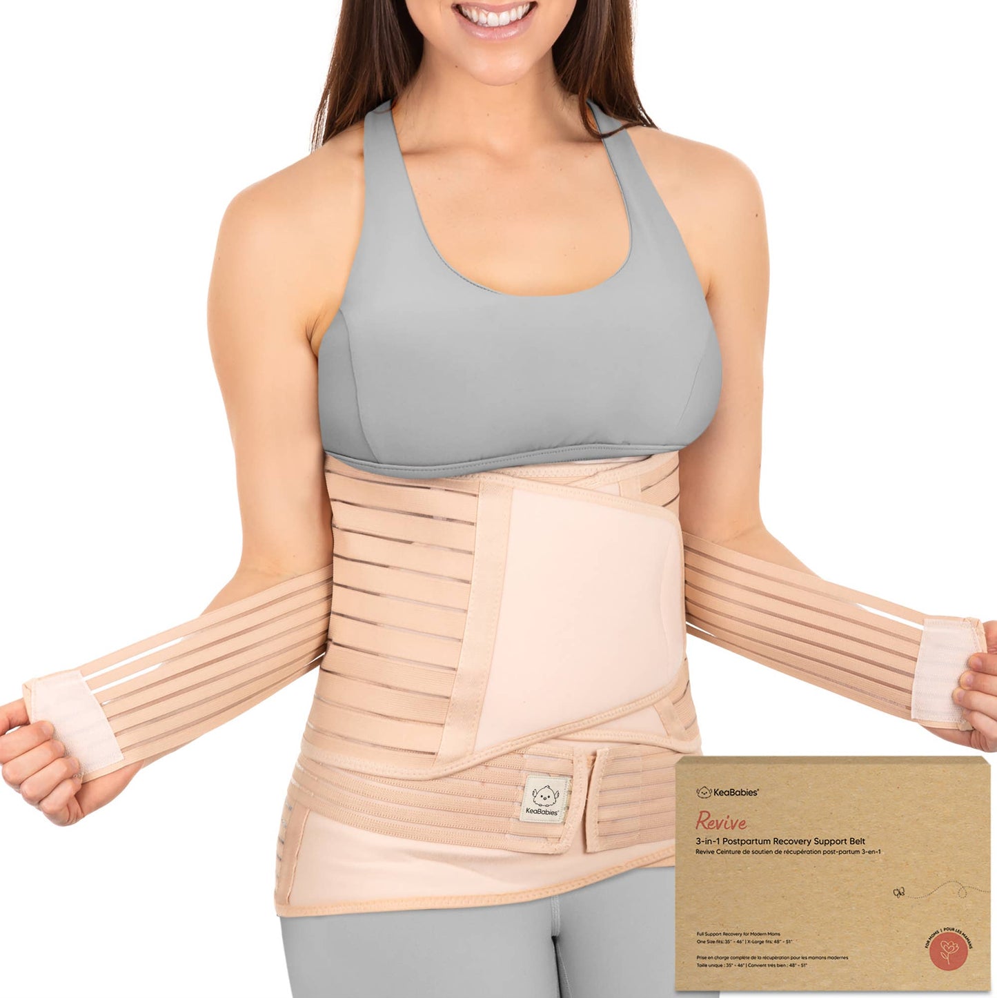 KeaBabies Revive 3 in 1 Postpartum Belt (Classic Ivory, M/L)