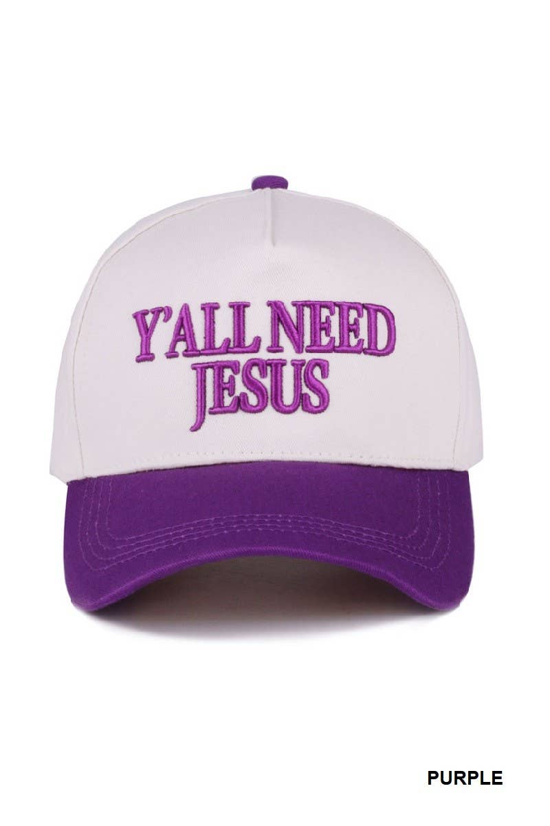 Y'all Need Jesus Two Tone Canvas Cotton Cap