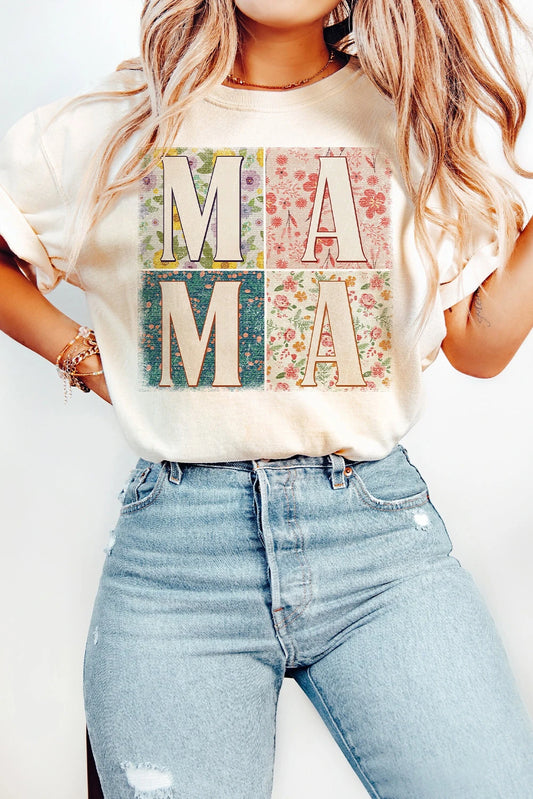 White Floral MAMA Graphic Tee