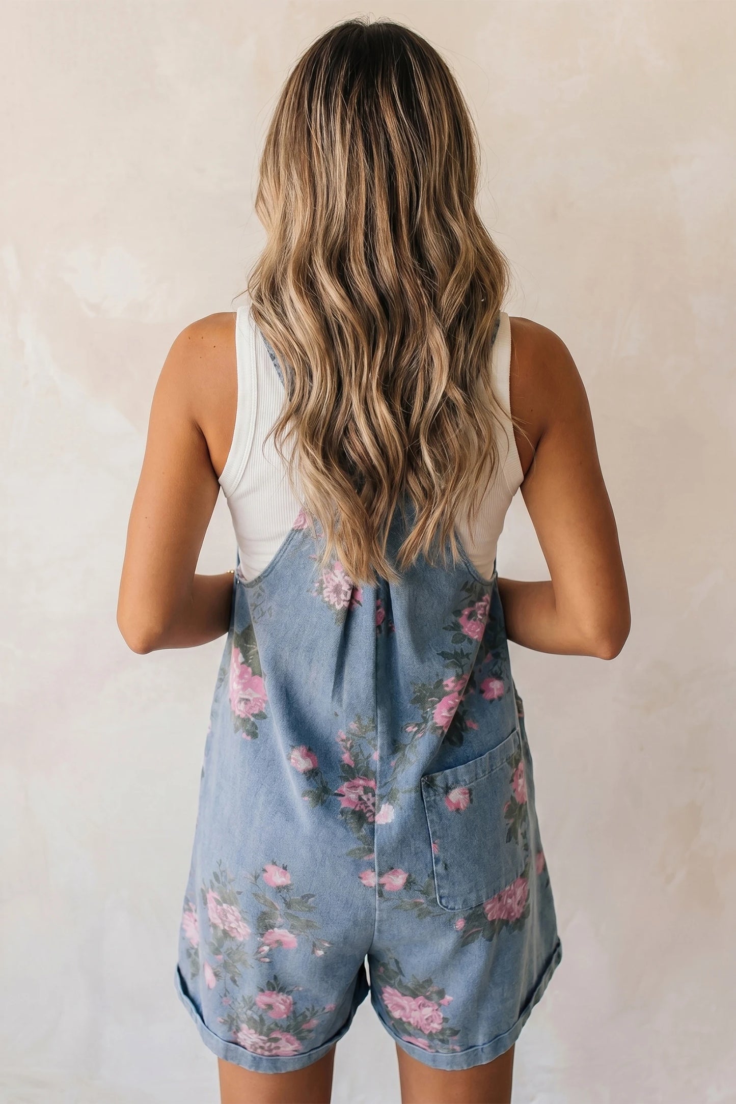 Floral Denim Shortalls